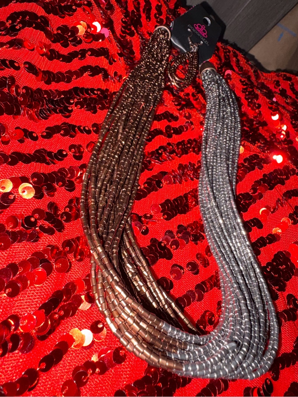 paparazzi Two-Tone Multi-Strand Beaded Necklace - Brown & Silver